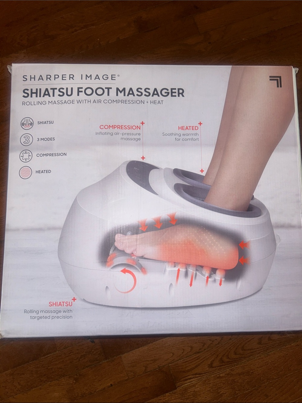 Sharper Image White Shiatsu Foot Massager with Gray Accents